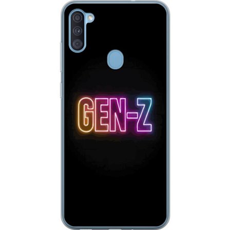 Kompatibel Mobilcover til Samsung Samsung Galaxy A11 Neontekst Gen Z i farverigt lys mod en mørk baggrund i moderne digital stil