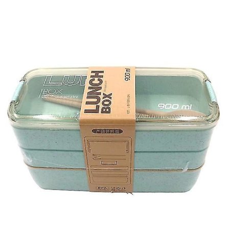 3-lags lunsjboks i hvetehalm, Bento-boks, mikrobølgeovn-sikker beholder