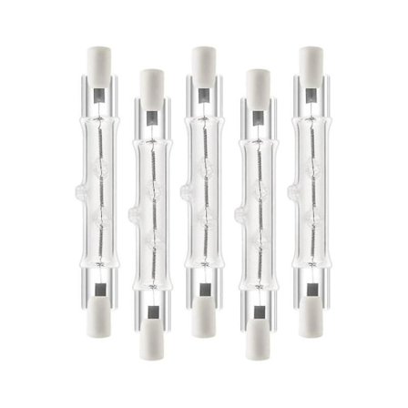 5-pakning R7s 118mm 300w 220v, R7s Halogen Lineær Lampe, Dimbar Halogenlampe for Byggeplass