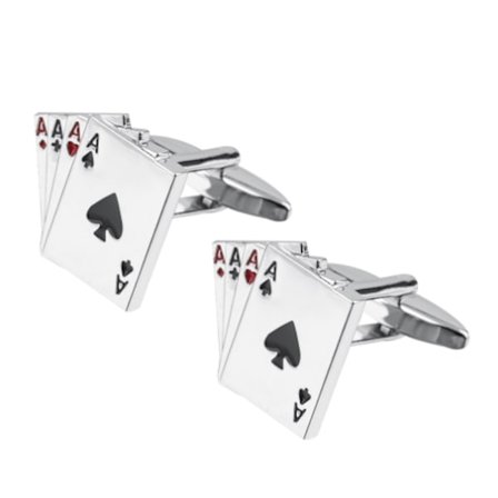 2-pak manchet knapper kort spil es, spar, hjerter, klør
