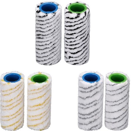 Passer for 6 stk. elektrisk gulvrenser, mopp, erstatningsmikrofiberrull, svart