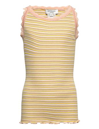 Silk Top W/ Lace T-shirts Sleeveless Multi/mønstret Rosemunde Kids*Betinget Tilbud
