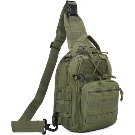 Taktisk Sling Bag för Män, Liten Crossbody Väska Brösthölster, EDC Axelväska, Grön