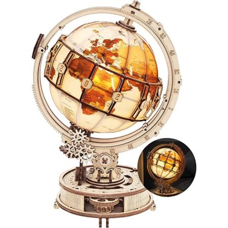 Luminous Wooden Globe 3D Pulma Pelit Kokoa Malli Rakennussarjat lelut