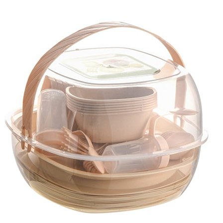 Udendørs bærbar service sæt plastik 48 stykker camping service sæt til picnic rejser