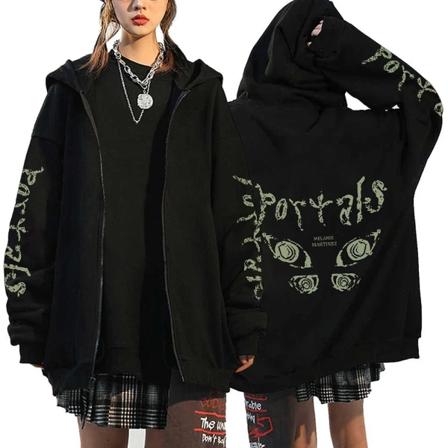 Melanie Martinez Portals Hoodies Tecknad Dragkedja Sweatshirts Hip Hop Streetwear Kappor Män Kvinna Oversized Jackor Y2K Kläder Black20 L
