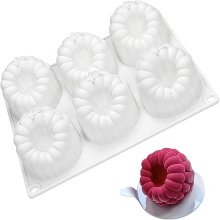 Fruktmoussekakeform, 6-hulls bringebærsilikonform