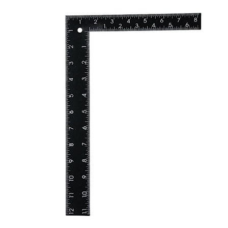 Firkantet linjal svart metall