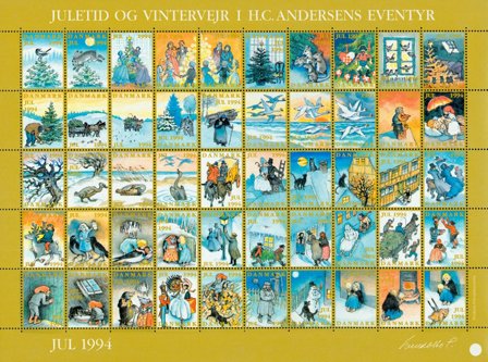 Danmark - julmärkeark 1994 - Takket - Ufoldet