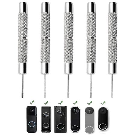 5-pack dörrklocka borttagning stift, frigöring nyckel säkerhet borttagning verktyg ersättning, ta bort video dörrklocka från fästet