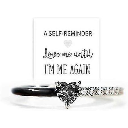 Fast Me Until I'm Me Again Hjärtformad emaljring S925 Silverringar Själv kärleksring Smycken (FMY)