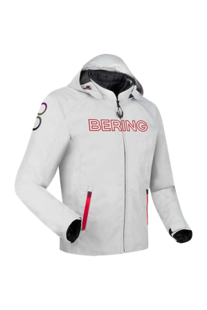 Chaqueta de moto Bering Warwick Gris claro/Rojo L