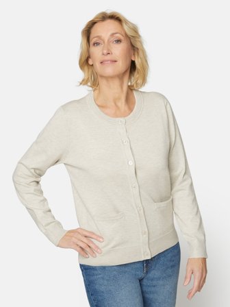 Brandtex - Langærmet Cardigan - Råhvid - Lommer