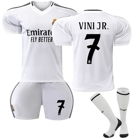 Store Black Friday tilbud! Real Madrid Hjemmebanetrøje til børn 2024-2025 Vinicius nr. 7 VINI JR