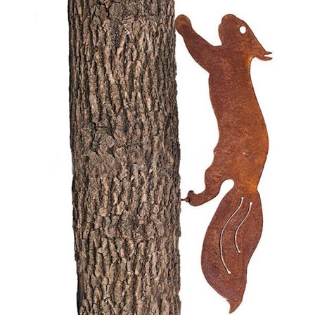 Treet Ekorn - Metall Hagepynt - 30cm - Naturlig Rust Patina