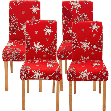 2st Stretch Avtagbar Tvättbar Matsalsstolsskydd Slipcovers Juldekoration/heminredning Matsal Cover 2PCS