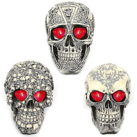 Skjelettdekorasjon med glødende røde øyne Halloween modell leketøy