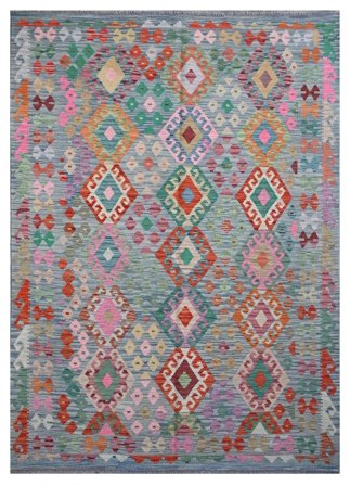 Orientalsk Kelim Afghan Old Style Teppe 180X254 Mørk Grå/Grå Ull, Afghanistan