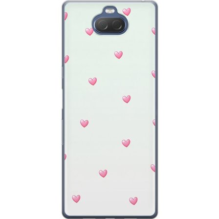 Yhteensopiva Puhelinkuori Sony Sony Xperia 10 Plus Minimalistinen kuvio vaaleanpunaisilla sydämillä vaalealla taustalla, suloinen ja yksinkertainen
