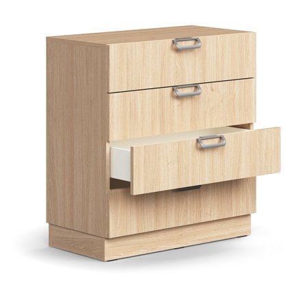 Drawer unit QBUS, base frame, open handles, 868x800x420 mm, oak