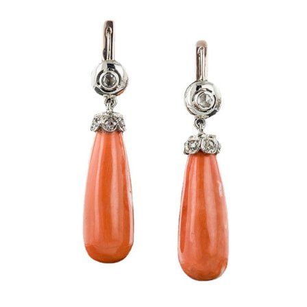 Boheme koral hængeøreringe til kvinder orange koral dråbeøreringe med diamanter