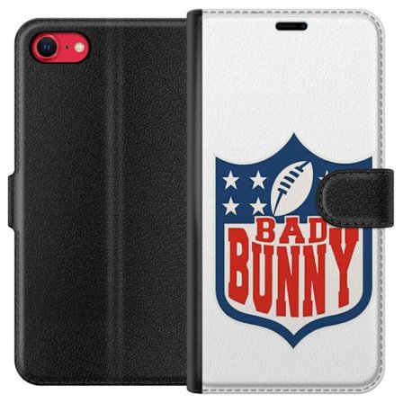Kompatibelt Lommeboketui til Apple iPhone SE (2020) Bad Bunny rød grafisk plakat med portrett og typografi i latinamerikansk popdesign