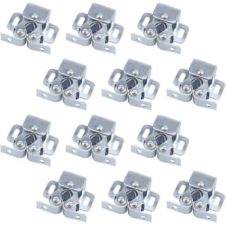 12 st skåpsdörr dubbel rullfångst köksskåpsdörrlås fästelement dörrstopp hårdvara rullfångst med skruvar