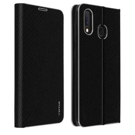 Skal för Samsung Galaxy A20e Fodral Korthållare Videostöd Carbon Effect Svart