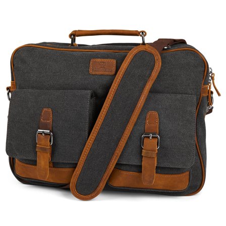 Simon Grey & Tan Canvas Messenger Bag for Men - Shoulder bags