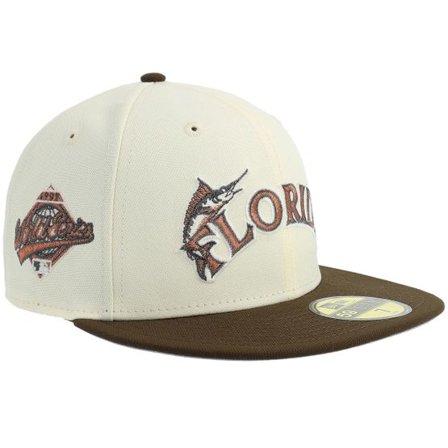 New Era - MLB Beige fitted Keps - Miami Marlins 59FIFTY Chrome/Walnut Fitted @ Hatstore