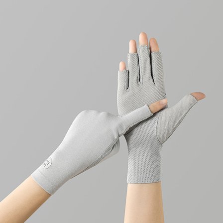 Bomuld Sommer Kvinder Tynd Lace Dew Halvfinger Ridning UV Beskytter