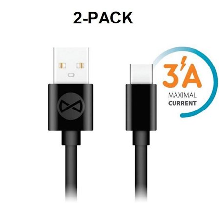 2-PACK Hurtigopladning 1M USB-C 3Amp kabeloplader / Dataoverførsel