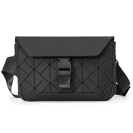 Svart Rhombus Messenger Bag För Män Lätt Vandring Cykling Sling Bag För Arbetskontor