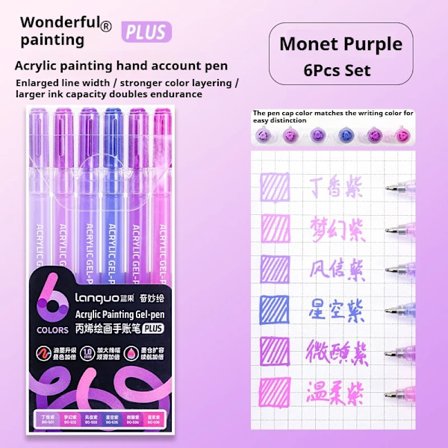 LANGUO 90/6 Färger Akrylmålnings Gelpenna 1.0mm Målning Ritning Skrivning Konstmarkörer Pennor Student Graffiti Akrylfärg Pennor