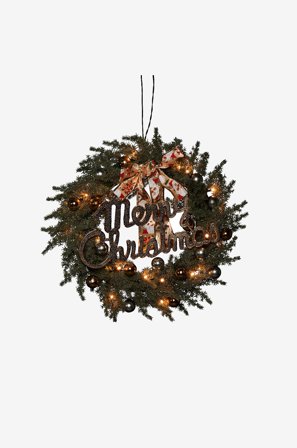 Jotex - Batteridrevet grankrans 25 LED 40 cm Grønn - Kjøp Utebelysning hos Jotex