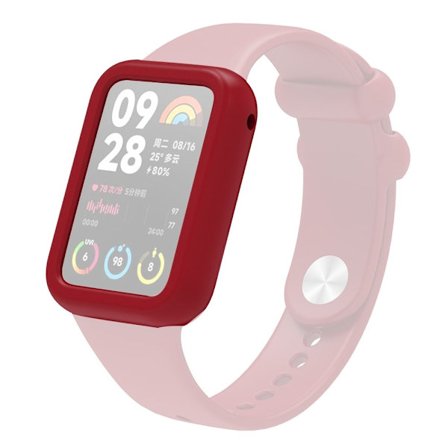 Xiaomi Smart Band 8 Pro Mjukt silikonfodral Stötsäkert skydd för Smart Watch-ram - Vinröd