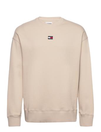 Tjm Rlx Xs Badge Crew Sweat-shirt Genser Beige Tommy Jeans*Betinget Tilbud