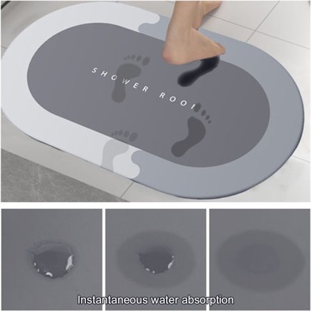 Diatoméjord Bademåtte, Skridsikker og Vaskbar Brusemåtte til Badeværelse, 30,5 x 7,6 cm