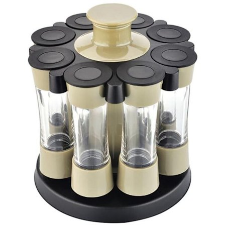 Åtte spor roterende krydderbeholder for krydder, egnet for pepperbøsse og saltbøsse kjøkkenhylle oppbevaringsboks