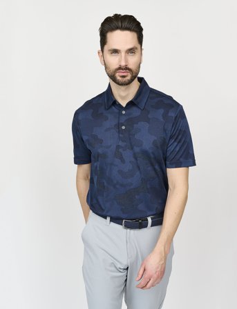 BACKTEE Mens Camou Polo - Navy - L