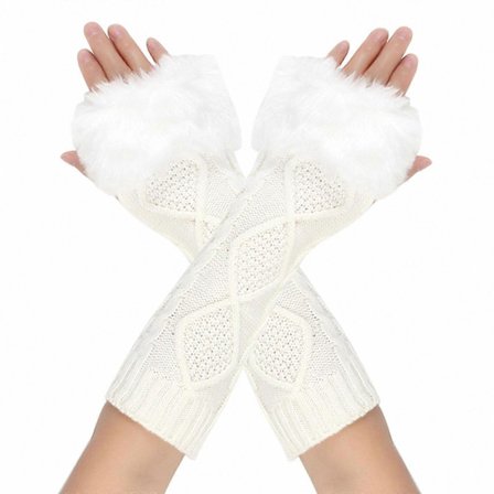 Dam Vinter Värme Plysch Manschetter Halvfingerhandskar Utomhusaktiviteter Vinröd