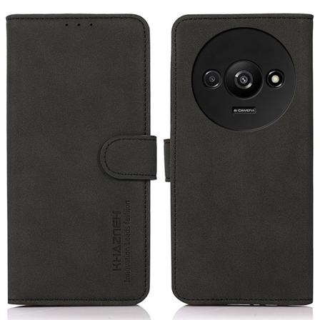 SKALO Xiaomi Redmi A3 KHAZNEH Lompakkokotelo PU-nahasta - Musta Black