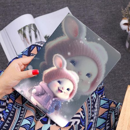 Stilig etui for iPad Pennbrett: 2024 Pro 11" Snøfnugg Kanin Silikon