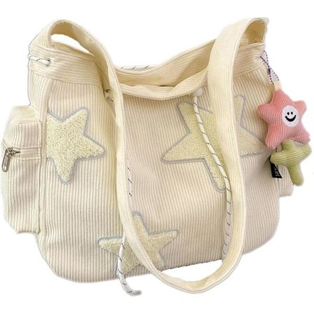 Y2K Skulderveske i Kordfløyel for Kvinner, Søt Tote Bag Stor Crossbody Veske for Skole Kontor Arbeid Reise Shopping