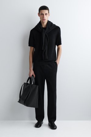 COS Homme Pantalon De Jogging Droit Regular Double Face in Noir