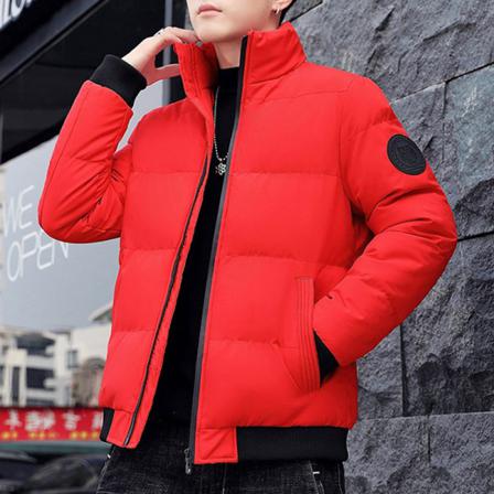 Enfärgad Dragkedja För Herr Ytterkläder Stand Up Collar Thicken Jacket