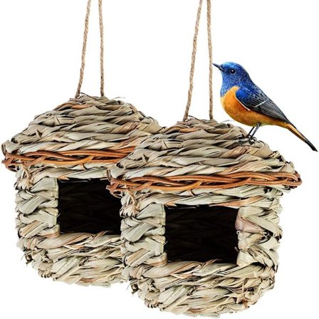 2-delt Vævet Fugleredekasse Håndlavet Fuglerede Velegnet til Udendørs Fuglereder til Små Fugle som Kolibrier og Titmus