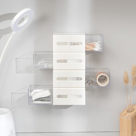 Vægmonteret opbevaringsboks til vatpinde med låg Multifunktion badeværelse