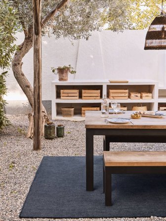 Lavable Tappeto Per Interni/Esterni Clio Blu Largo Oeko-Tex