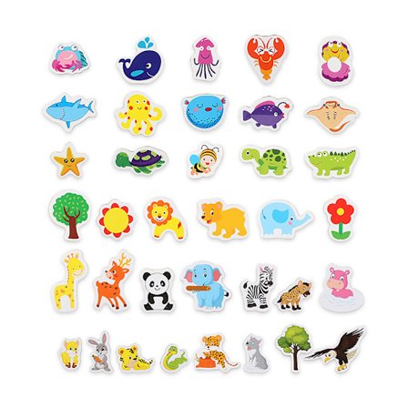 36 stk. dyre-køleskabsmagneter, magnetiske køleskabsmagneter i træ, bløde magnetiske dyre-vægklistermærker